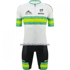 Set Fietsshirt + Korte Koersbroek 2023 Australië Nationaal Team Groen Wit